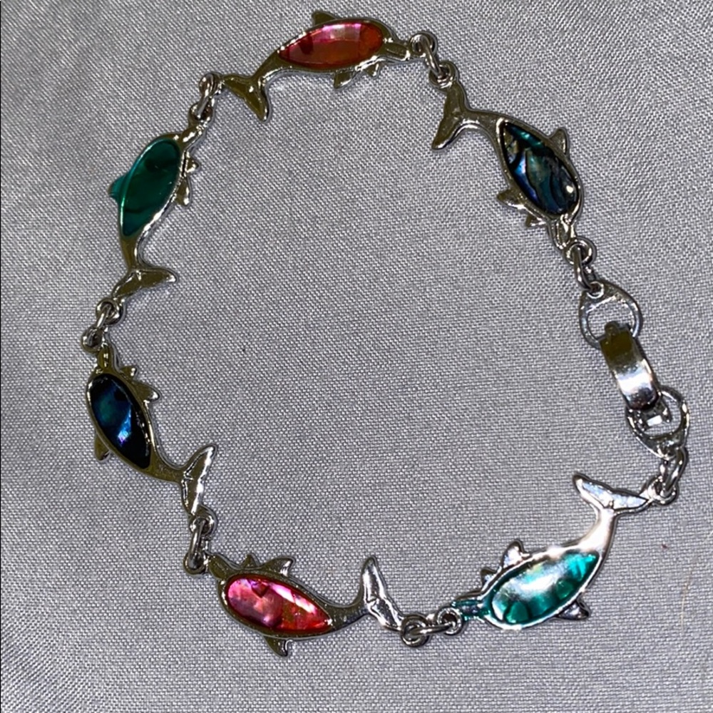 Silver/Multi-color dolphin bracelet